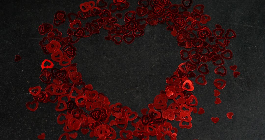 Red Heart Confetti Forming Shape on Dark Background - Free Images, Stock Photos and Pictures on Pikwizard.com