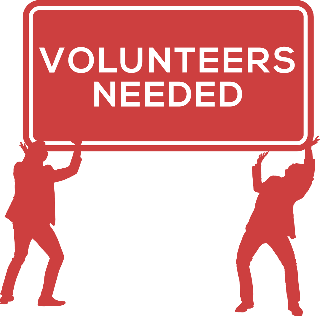 Red Volunteers Needed Signboard Illustration on Transparent Background