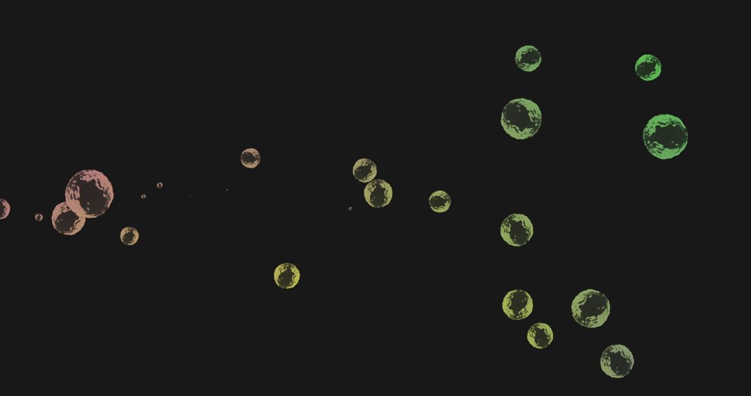 Colorful Bubbles Floating Against Dark Background