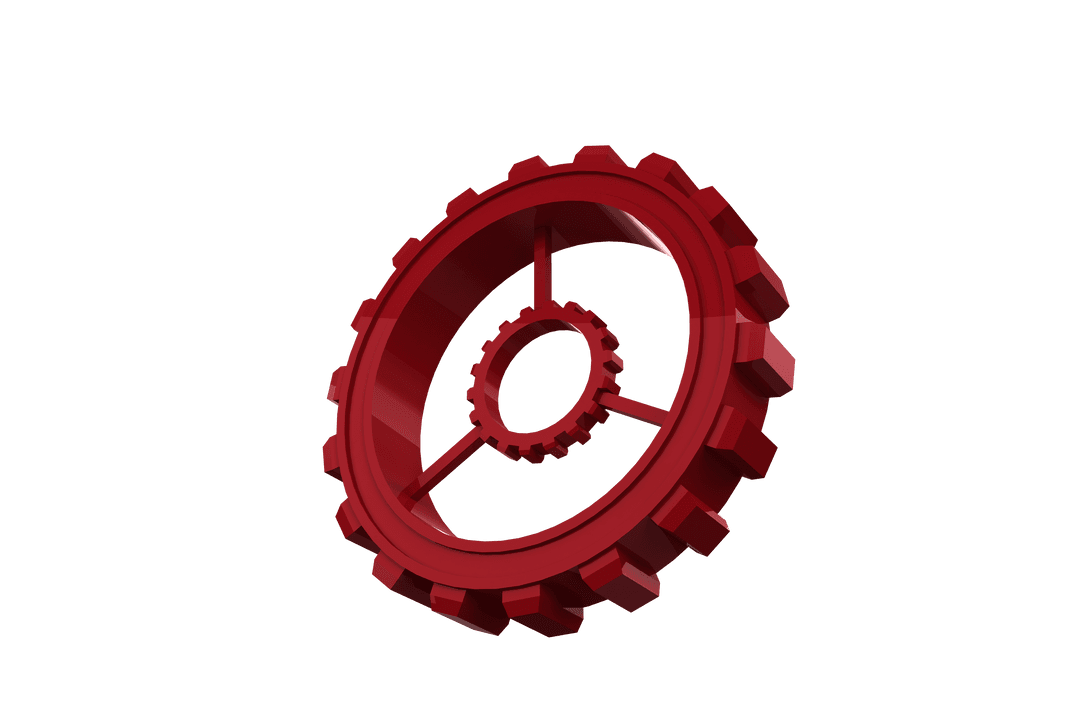 Transparent Red Gear 3D Illustration Rotating Motion
