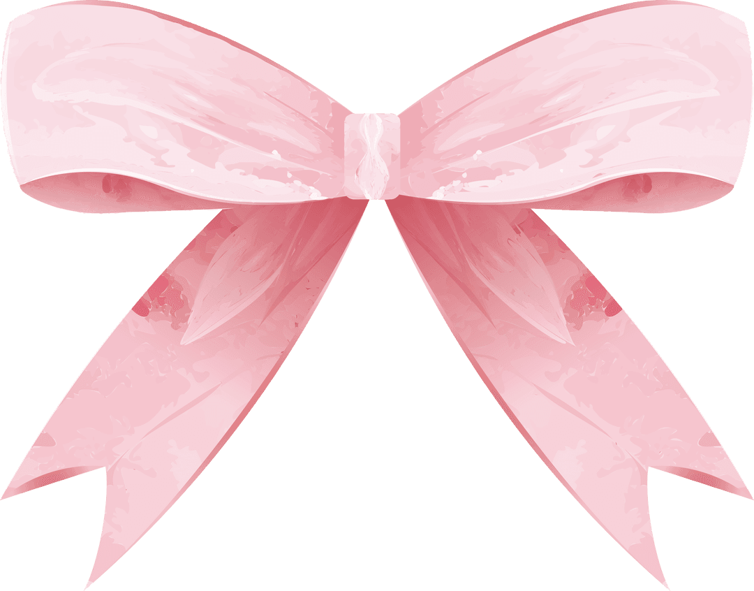 Delicate Pink Ribbon Bow on Transparent Background