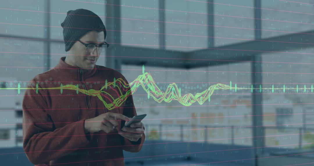 Entrepreneur Analyzing Financial Data on Smartphone