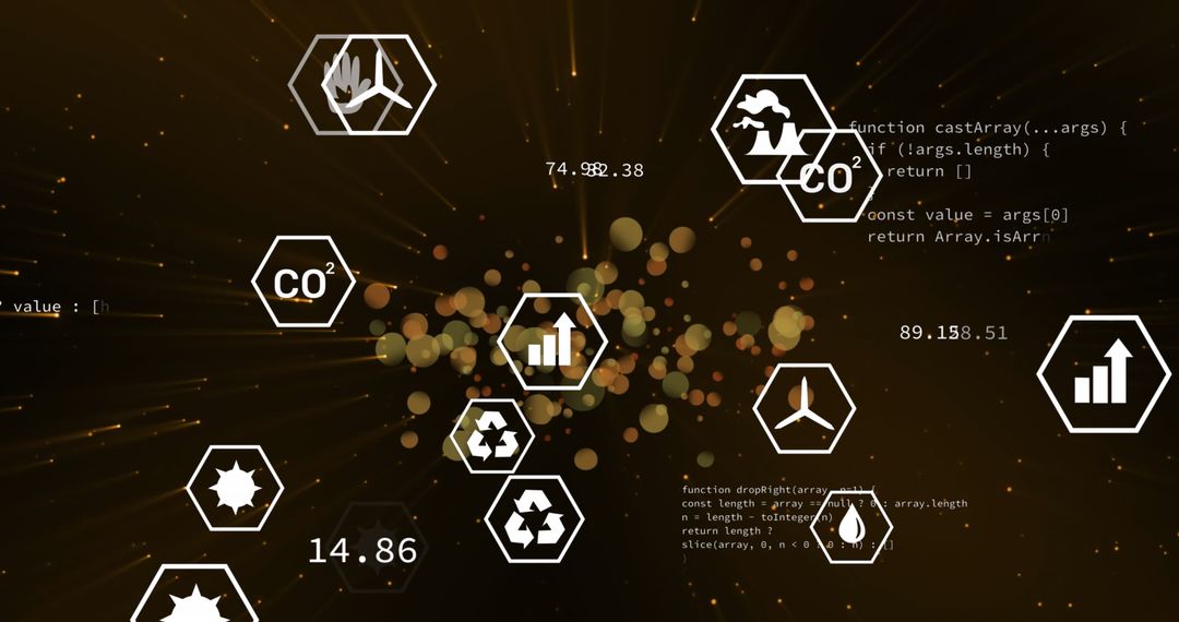 Renewable Energy Icons with Programming Code Concept