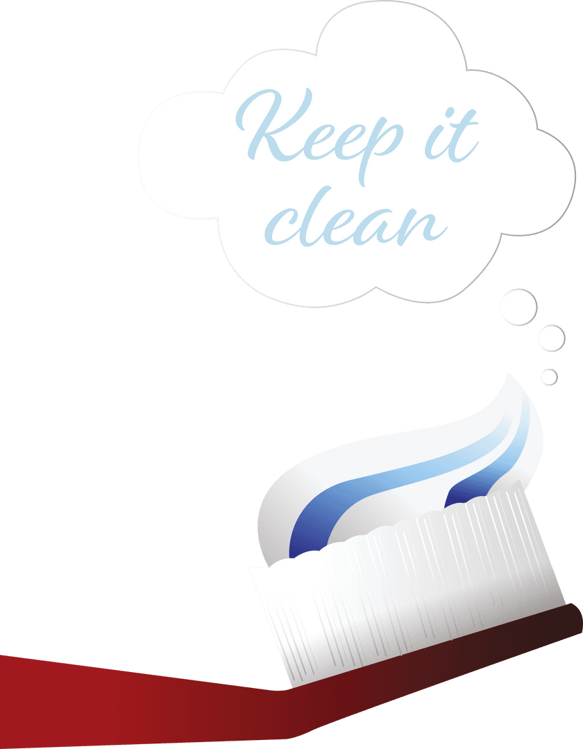 Digital Illustration of Toothbrush with Keep It Clean Message on Transparent Background