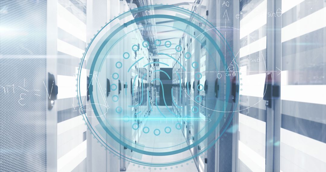 Futuristic Data Center with Holographic Interface