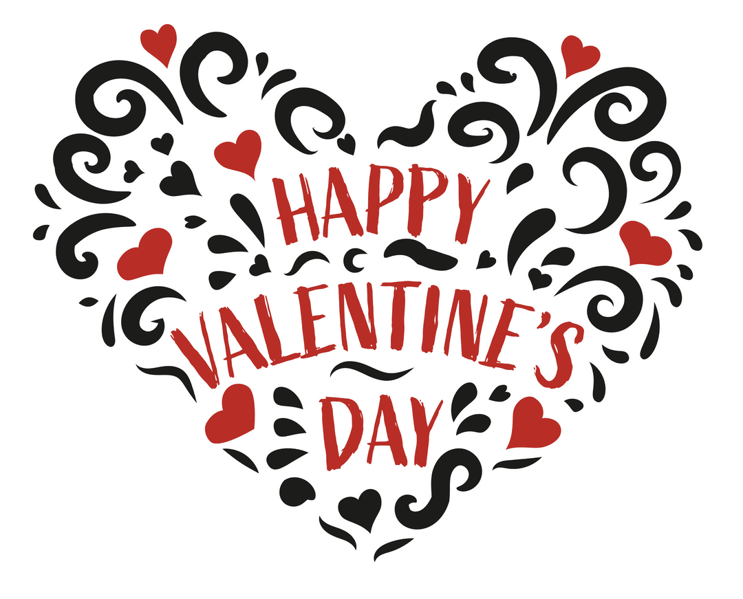 Happy Valentine's Day Heart Illustration on Transparent Background