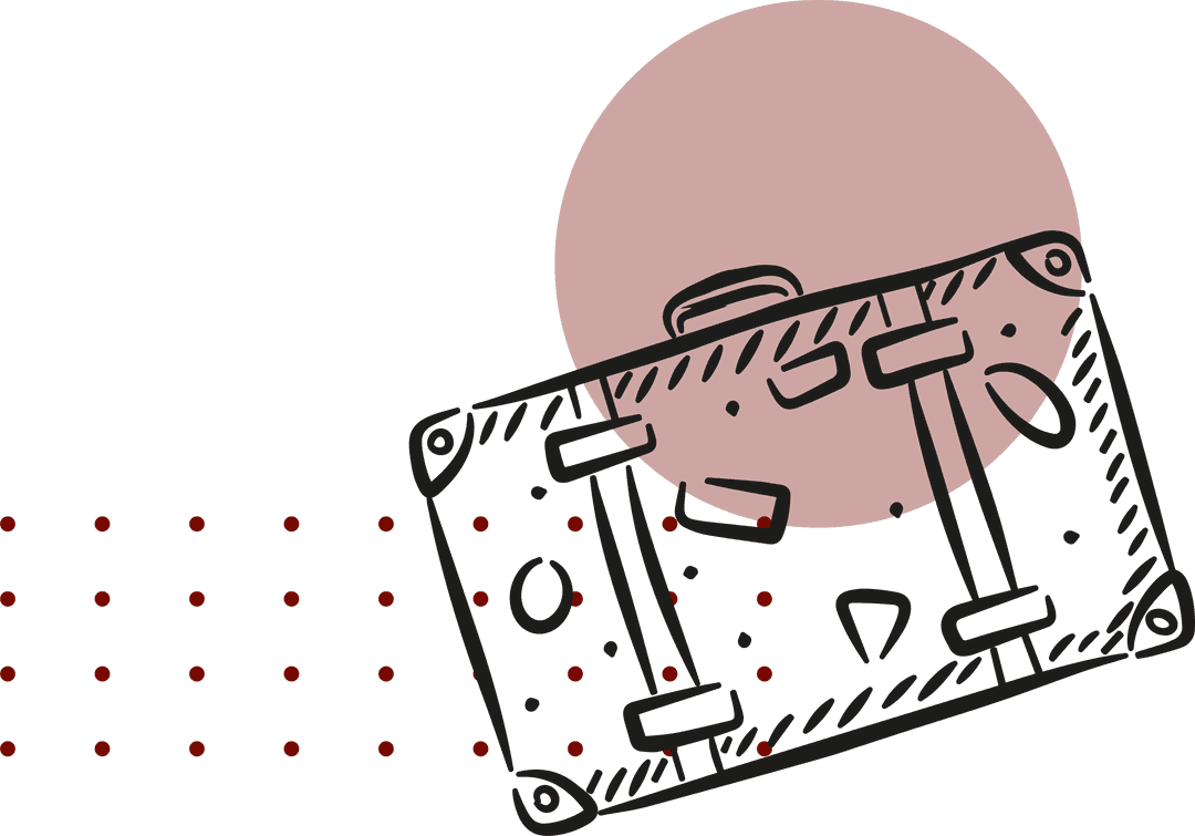 Transparent Travel Suitcase Graphic with Minimal Red Elements