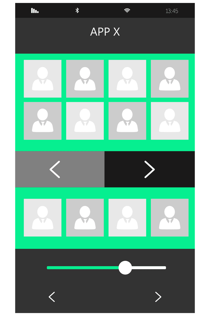 Smartphone App Interface for User Management on Transparent Background