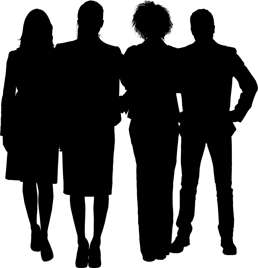 Transparent Silhouettes of Professionals Collaborating