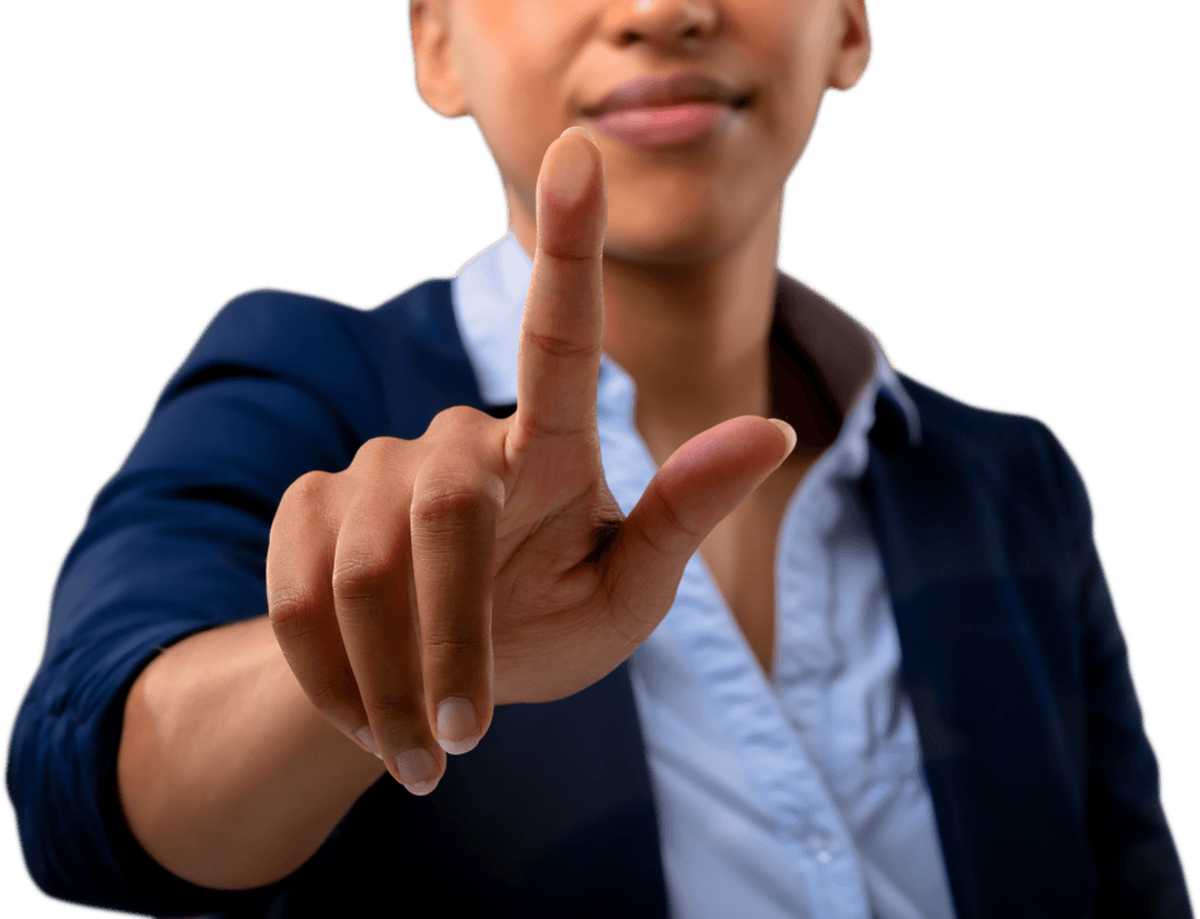 Businesswoman Initiating Virtual Task on Transparent Interface