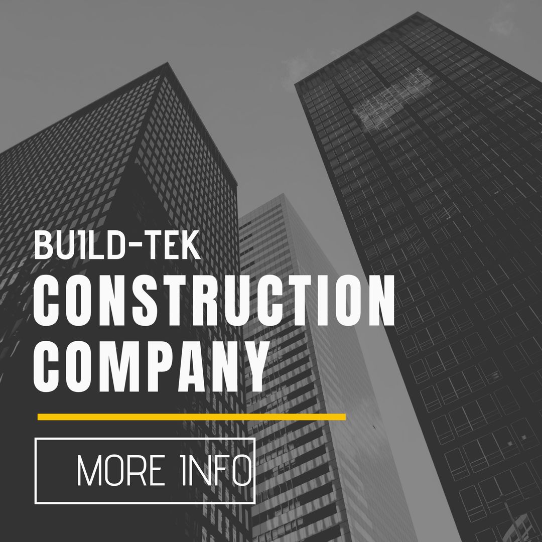 Modern Skyscrapers With Build-Tek Construction Company Branding - Download Free Stock Templates Pikwizard.com