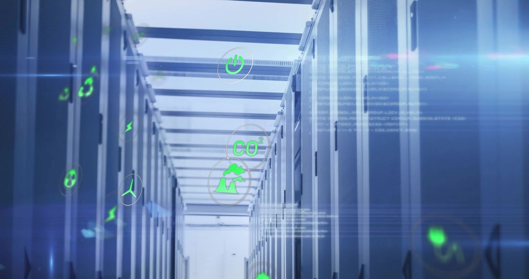Modern Data Center with Digital Augmented Reality Elements