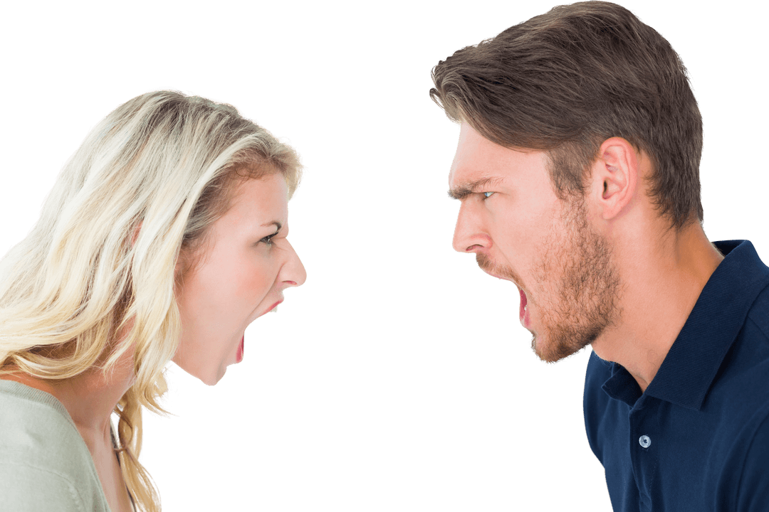 Transparent Couple Shouting During Intense Argument