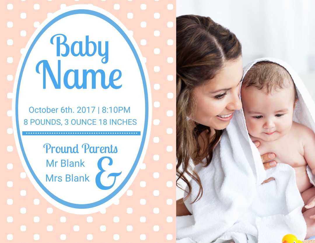 Baby Announcement Template with Mother and Child