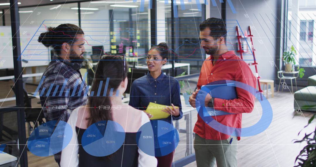 Coworkers Discussing Data Analytics in Modern Office - Free Images, Stock Photos and Pictures on Pikwizard.com