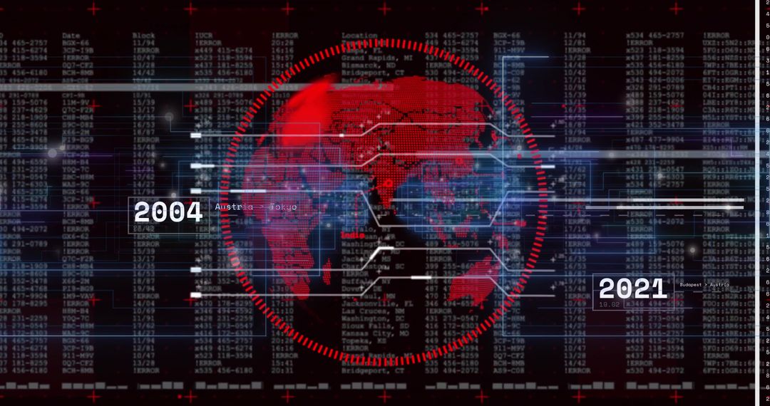 Futuristic World Map Interface with Timeline and Data Visualization