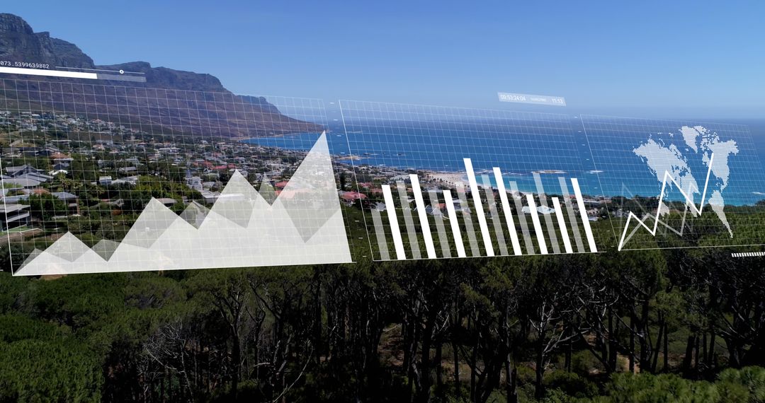 Digital Financial Interface Overlooking Scenic Coastline