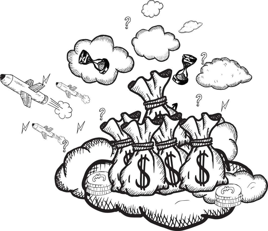 Digital Illustration of Money Sacks on Transparent Background