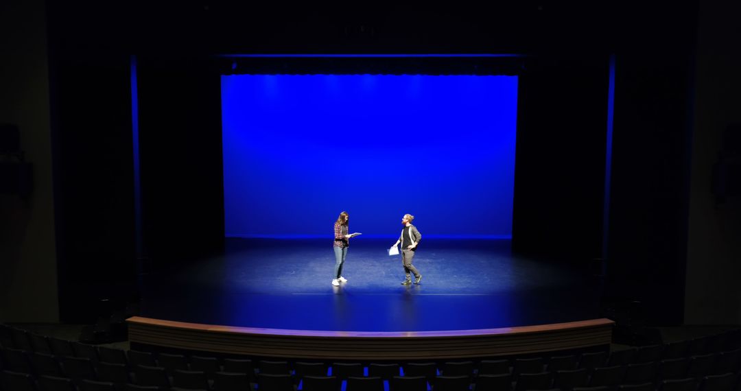 Two artist rehearsing on stage 4k - Free Images, Stock Photos and Pictures on Pikwizard.com