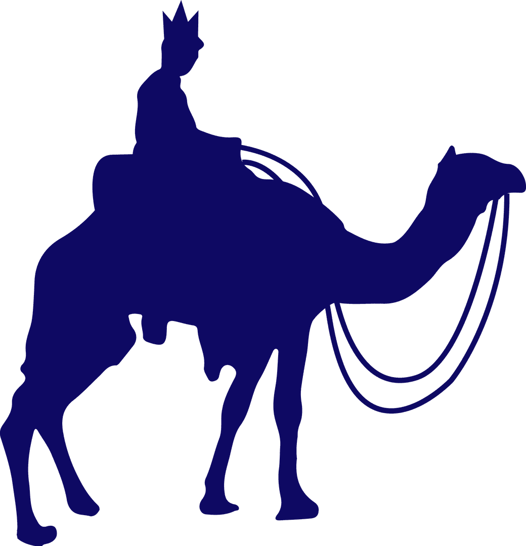 Crowned Rider on Camel Silhouette with Transparent Background
