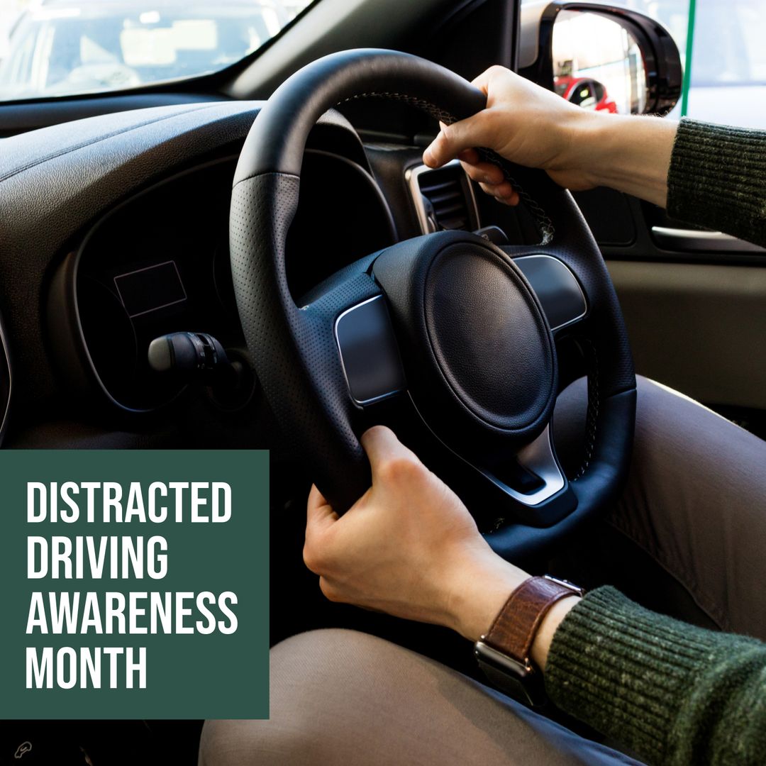 Hands on Steering Wheel Promoting Distracted Driving Awareness - Download Free Stock Templates Pikwizard.com