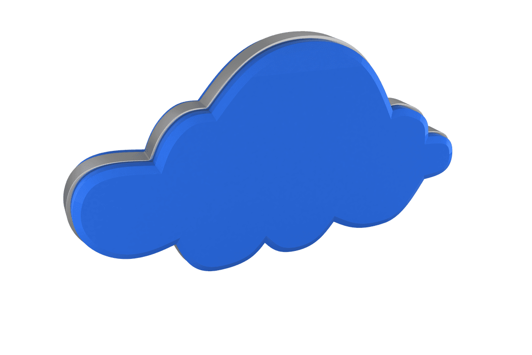 Blue Cloud Symbol on Transparent Background