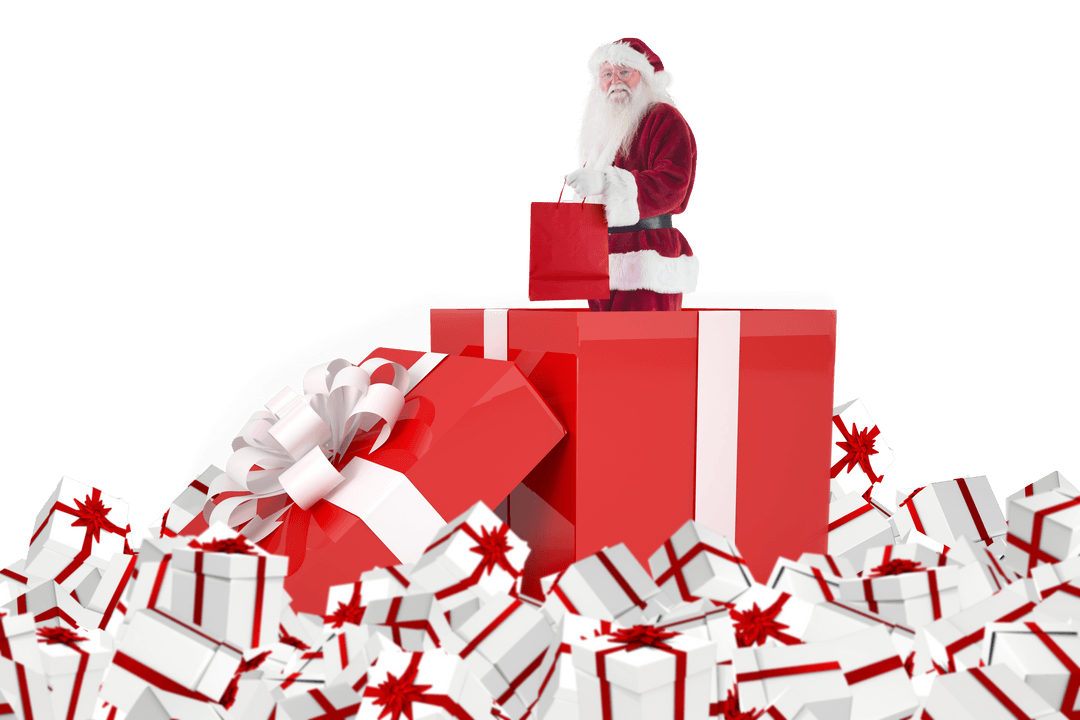 Santa Claus Enjoying Festive Large Transparent Gift Pack