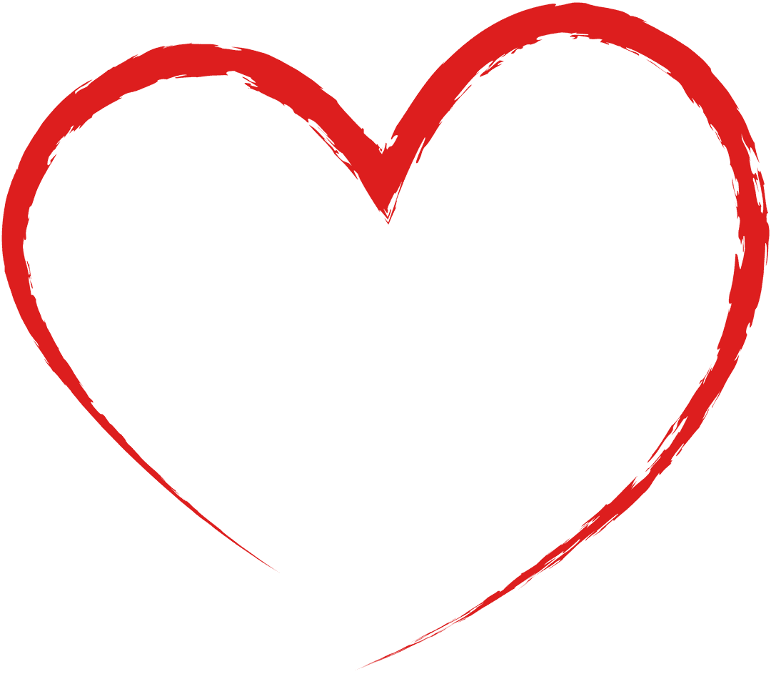 Red Brushstroke Heart on Transparent Background for Valentine's Day Designs