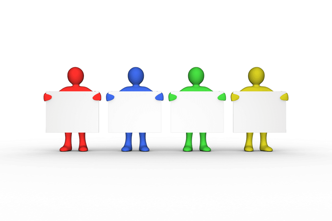 Colorful Transparent Figures Showcase Blank Billboards