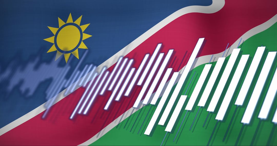 Namibia flag with digital data projection
