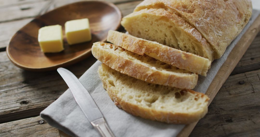 Sliced Homemade Bread on Rustic Wooden Table