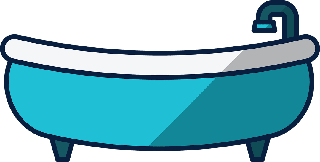 Blue Bath Icon on Transparent Background for Web Design