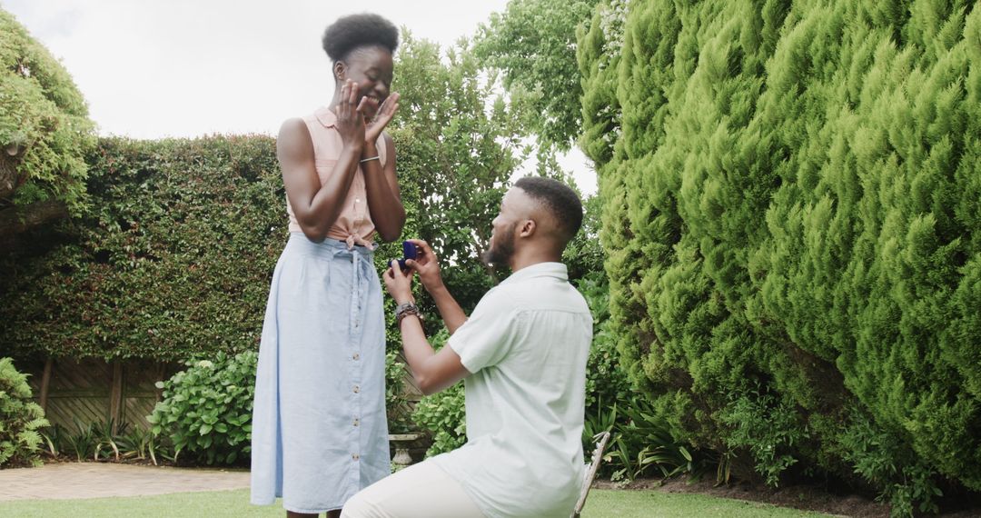Romantic Garden Proposal Captured with Joyful Emotion