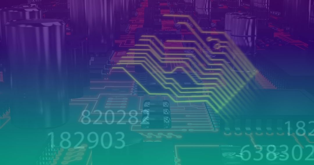 Futuristic Digital Network with Data Elements in Technology Overlay