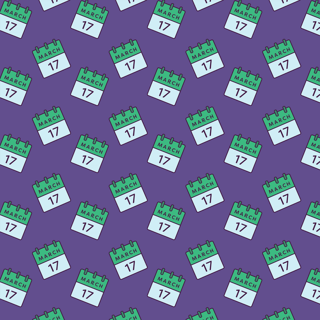 Seamless Transparent St. Patrick's Day Calendar Pattern Design