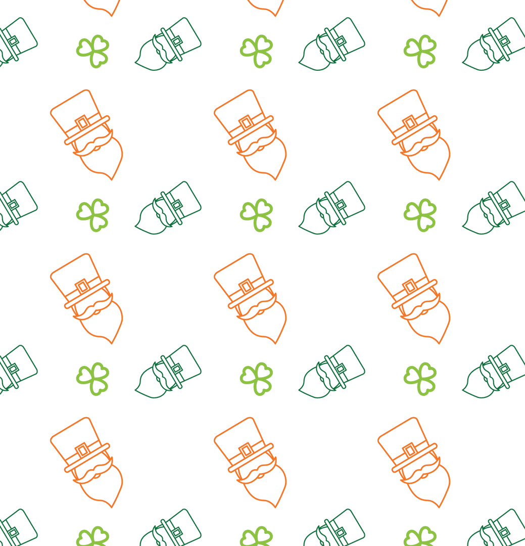 Seamless St. Patrick's Day Hat and Clover Pattern on Transparent Background