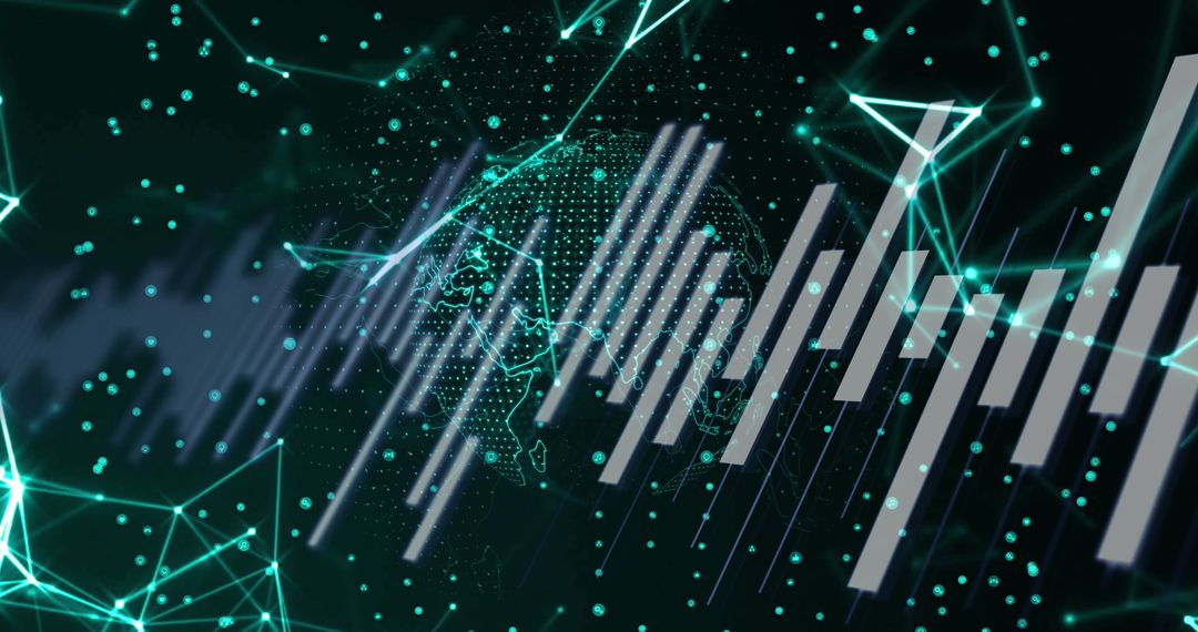 Digital Data Processing Overlaying World Map Background