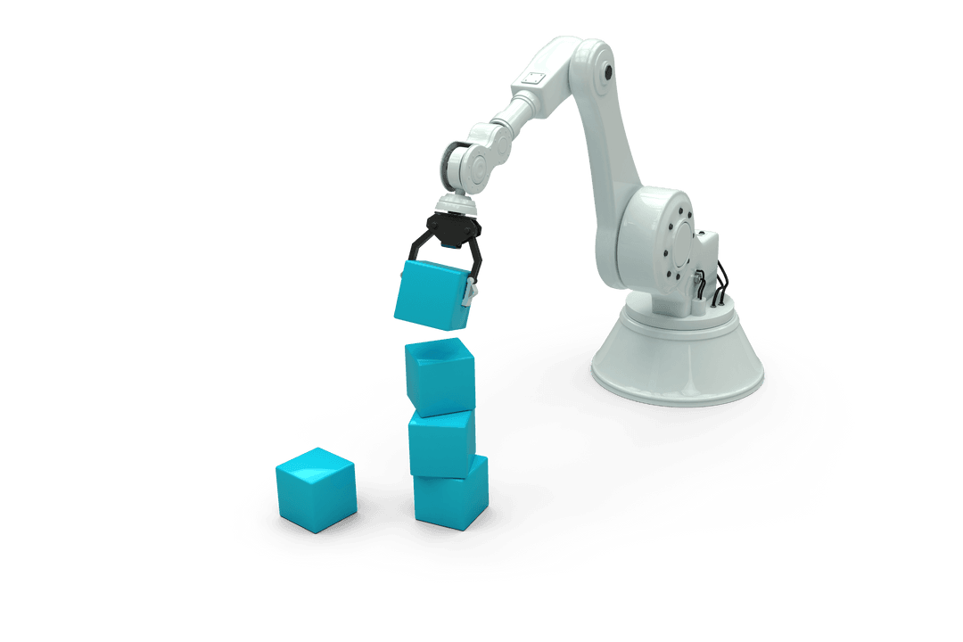 transparent robot arm stacking blue cubes dynamically - Download Free Stock Images Pikwizard.com