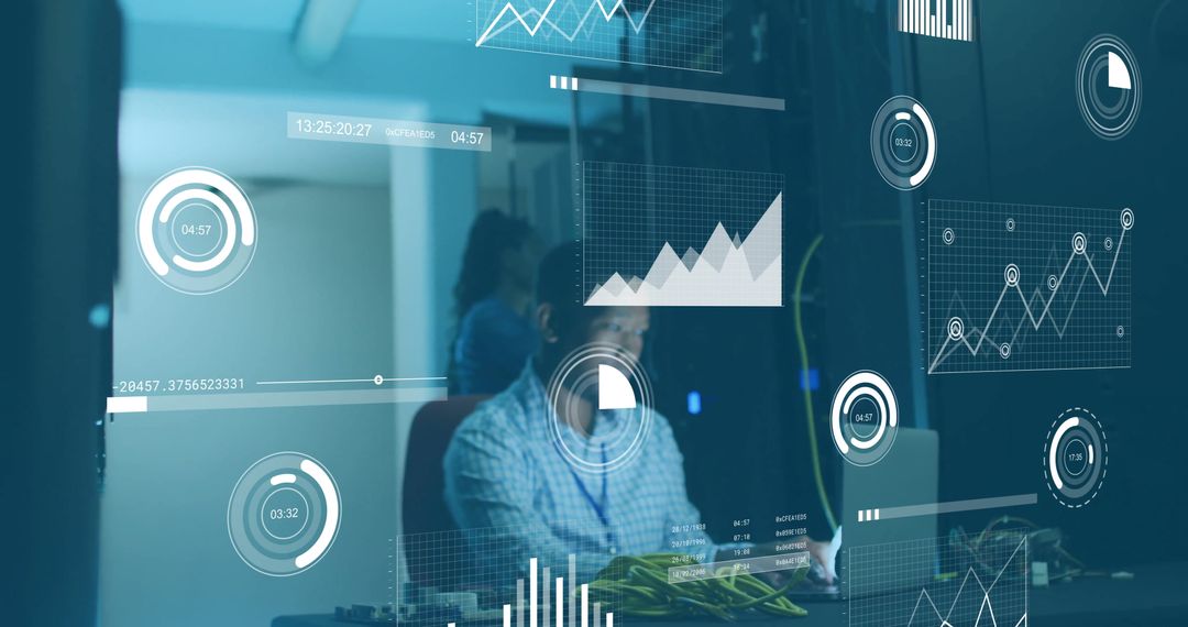 Financial Analysts Working in Advanced Technology Server Room