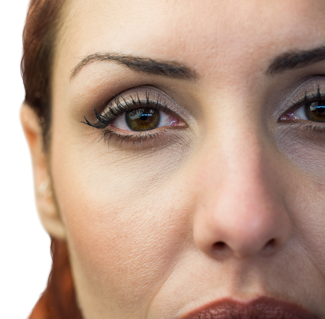 Close-Up on Transparent Background: Woman's Intense Eyes & Subtle Makeup - Download Free Stock Images Pikwizard.com