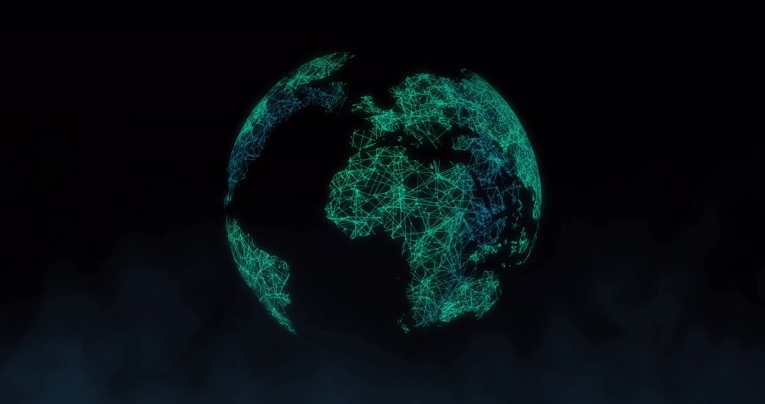 Digital Globe with Glowing Network Lines on Dark Background
