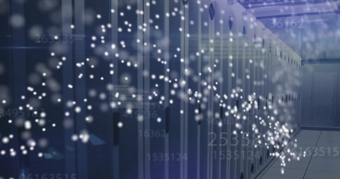 DNA Strand and Data Overlay on Server Room