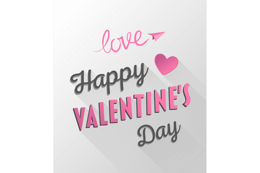 Happy Valentine's Day Lettering on Transparent Background
