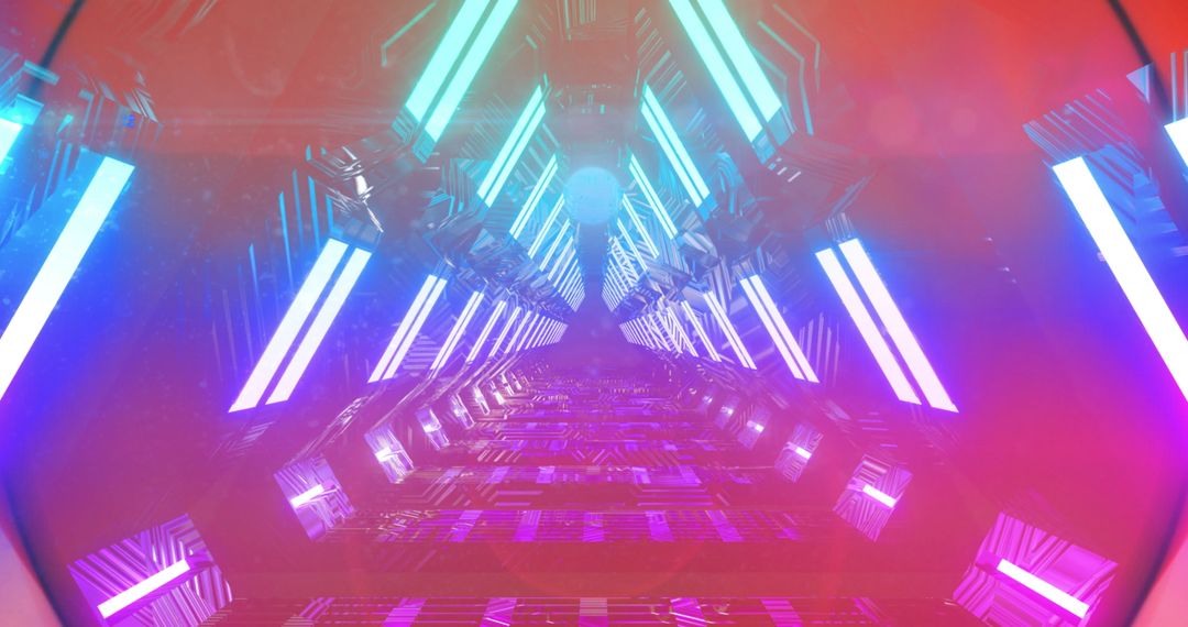 Futuristic Neon Passageway with Vibrant Concentric Patterns