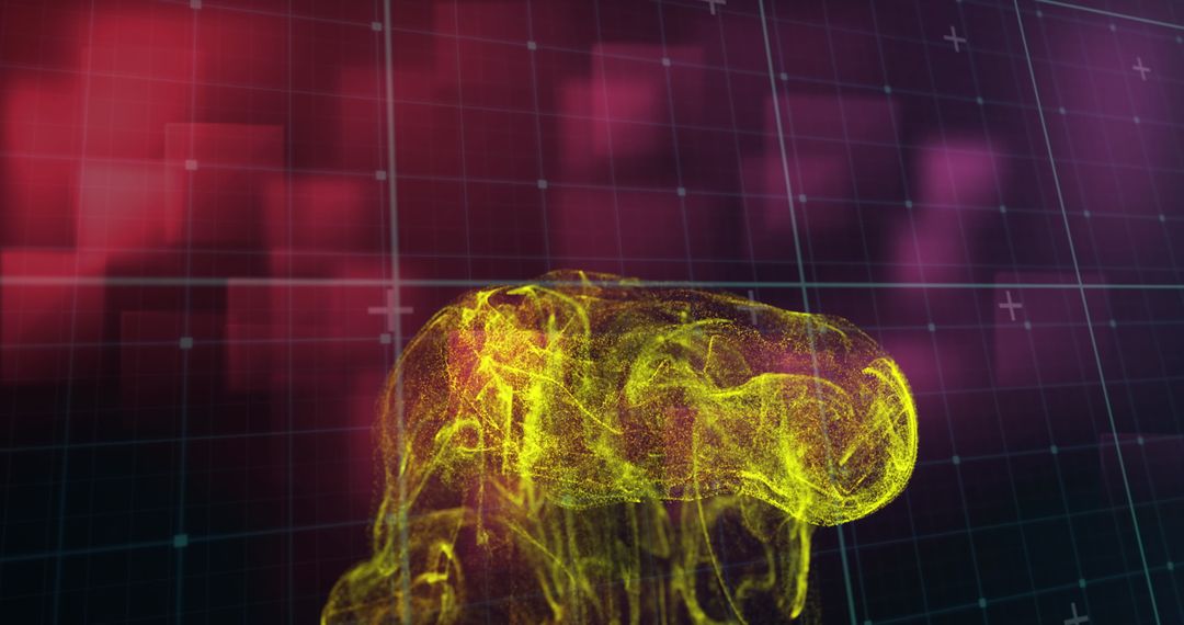 Abstract Yellow Digital Wave on Grid as Tech Background