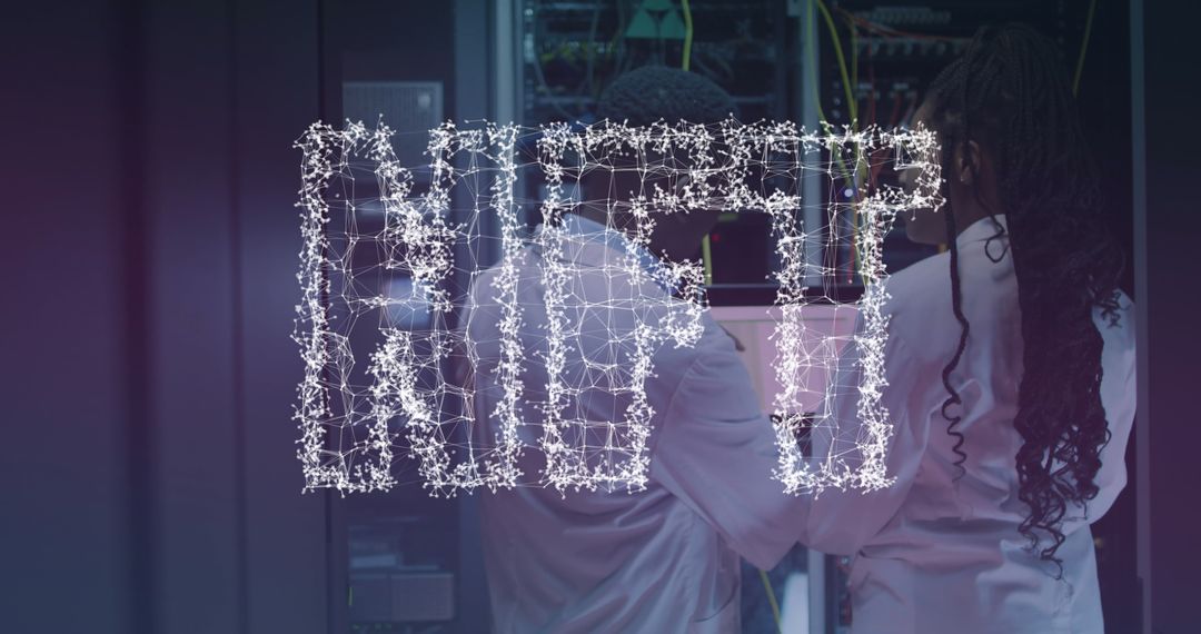 NFT Technology with IT Workers in Server Room