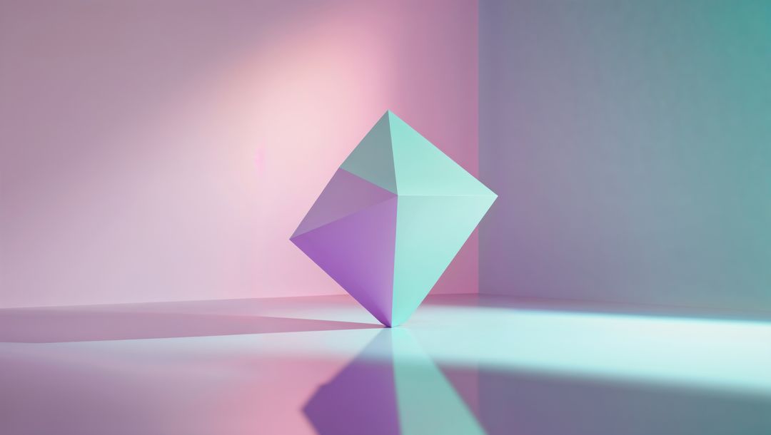 Abstract Polyhedron Balancing in Pastel-Hued Studio