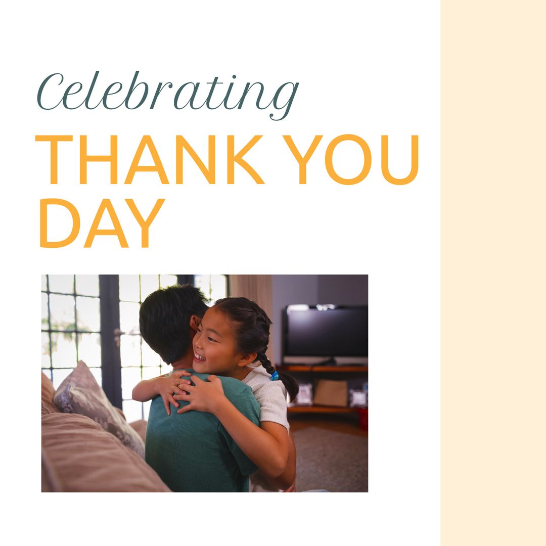 Father and Daughter Embracing for Thank You Day Celebration