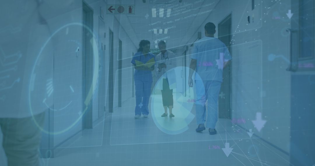 Medical Professionals Analyzing Digital Healthcare Data in Hospital