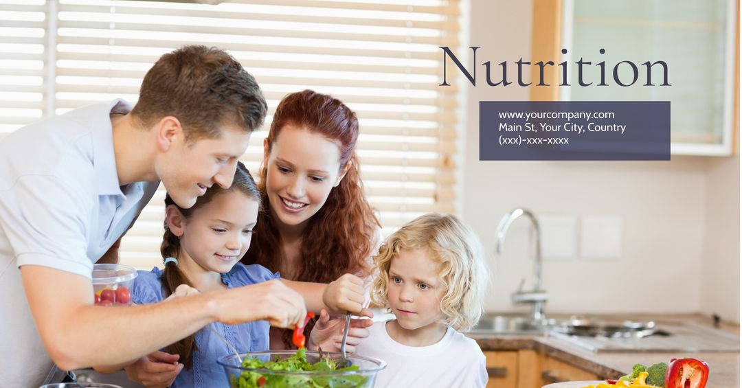 Happy Family Preparing Fresh Salad Together in Bright Kitchen - Download Free Stock Templates Pikwizard.com